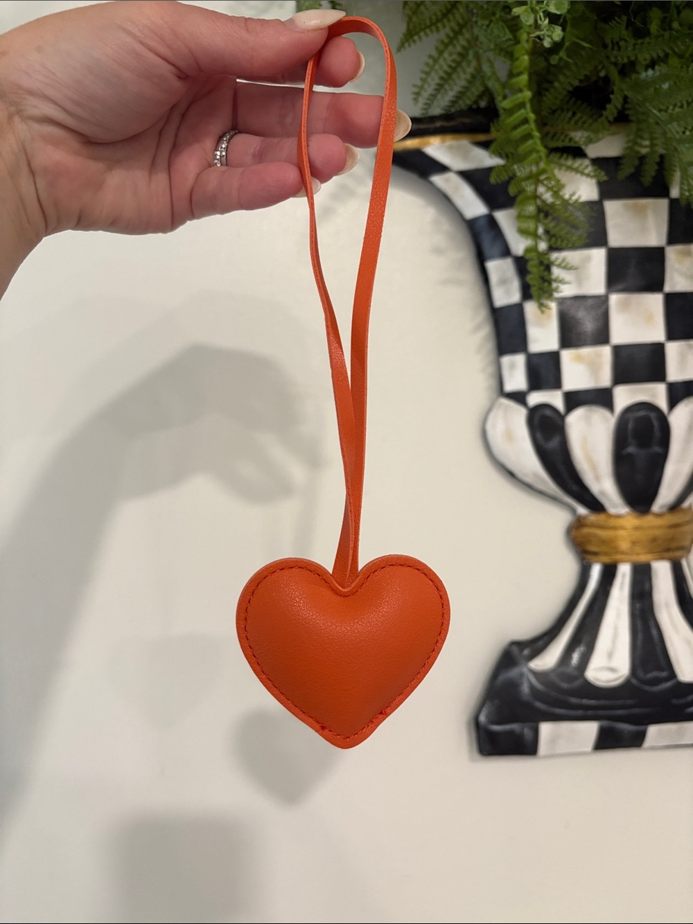 Orange Heart Leather Bag Charm